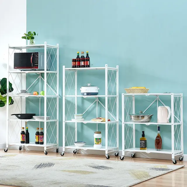 Chariot à Roulettes en Acier - Étagère de Rangement Pliable en Fer pour Maison et Bureau Electroshopdakar