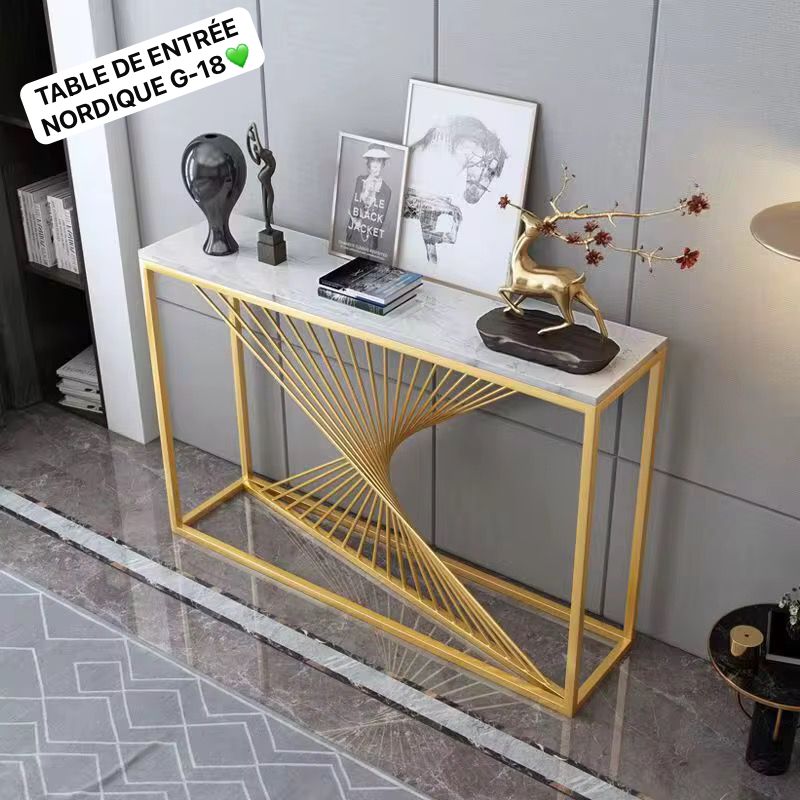 Table d’Entrée Nordique G-18 – Élégance Moderne & Finition Dorée Electroshopdakar