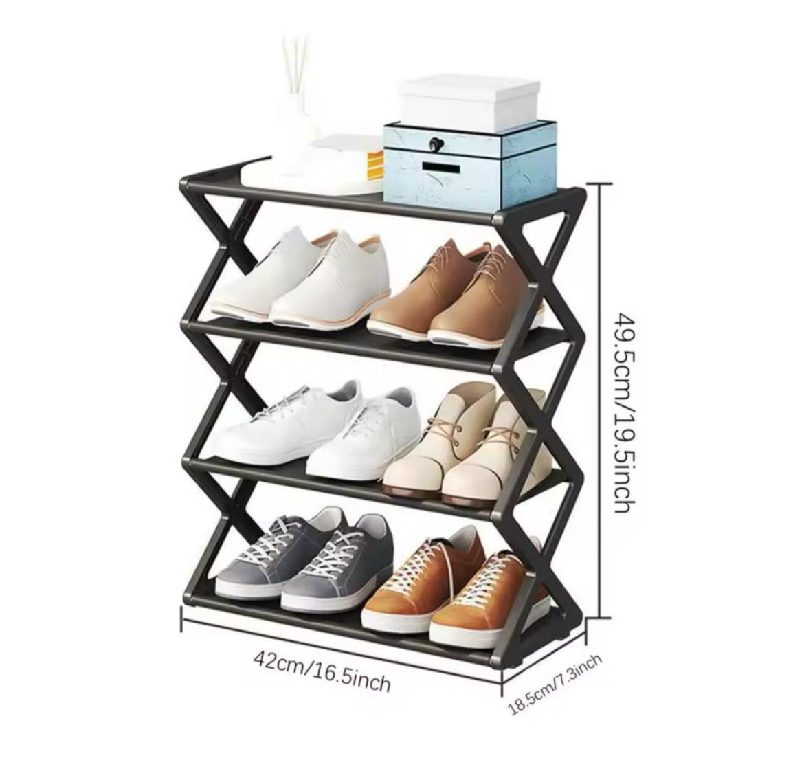 Étagère à chaussures compacte 4 niveaux – Rangement pliable et design moderne Electroshopdakar