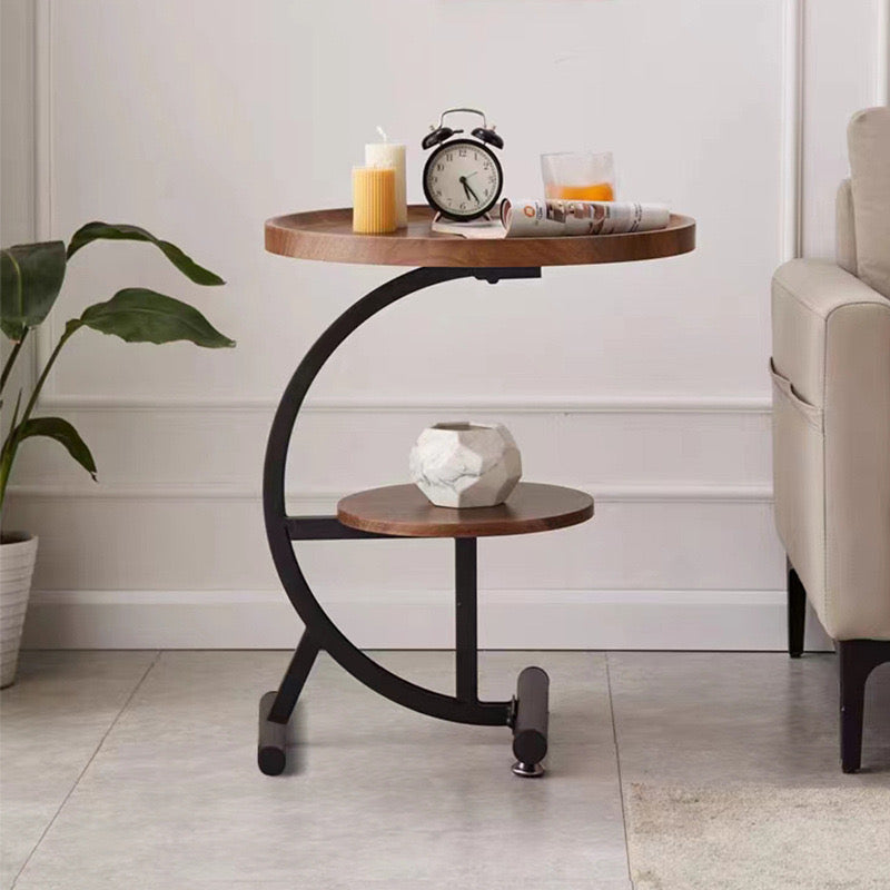 Table d’appoint moderne avec étagère en bois et structure en métal noir - Design contemporain pour salon et chambre Electroshopdakar
