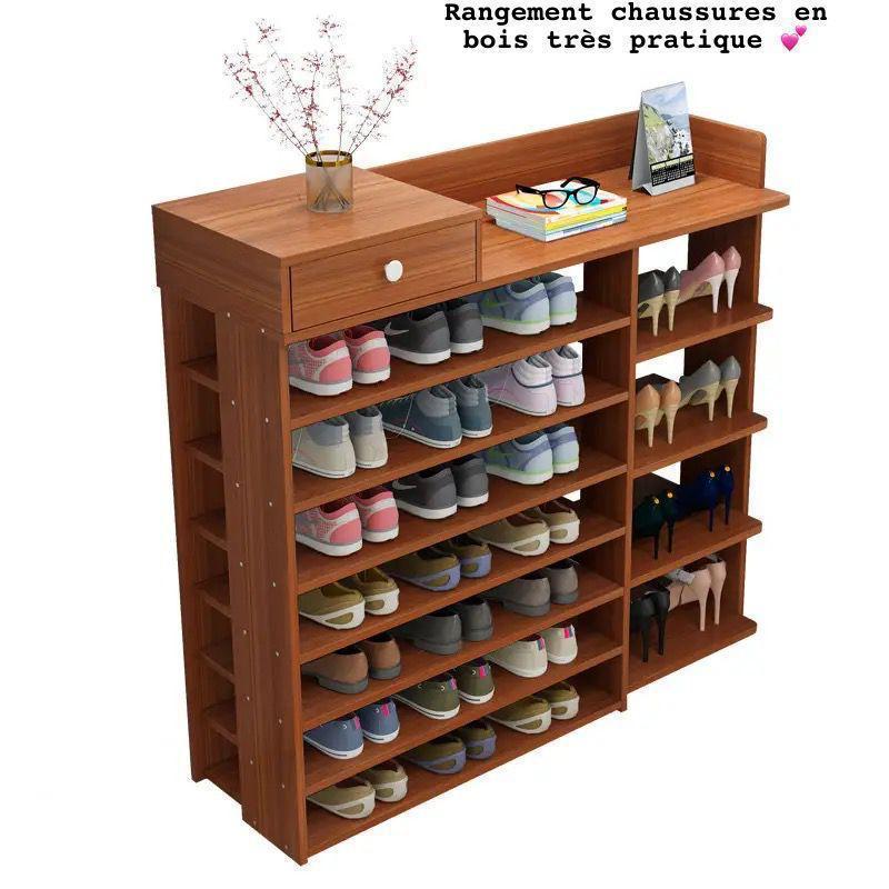 Étagère à Chaussures en Bois - Rangement Pratique et Élégant Electroshopdakar