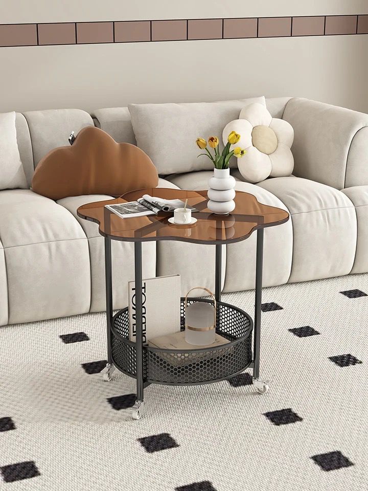 Table d’appoint design en forme de fleur avec roulettes pour salon moderne Electroshopdakar