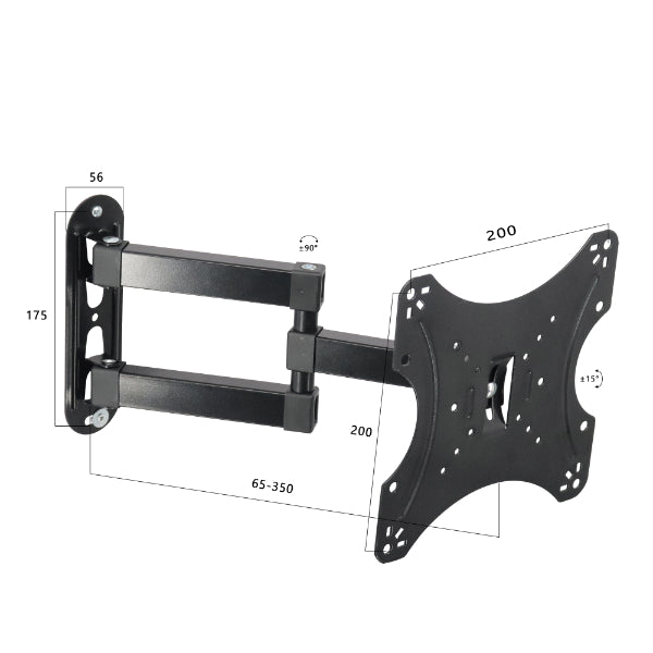 Support TV Mural Orientable CP306 14 à 43 Pouces – Bras Articulé VESA 200×200 Electroshopdakar