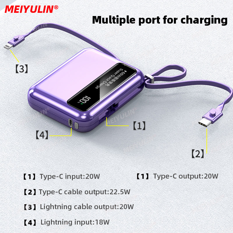 Mini Power Bank avec câble de type C intègre, 10000mAh, 22.5W, charge rapide Electroshopdakar