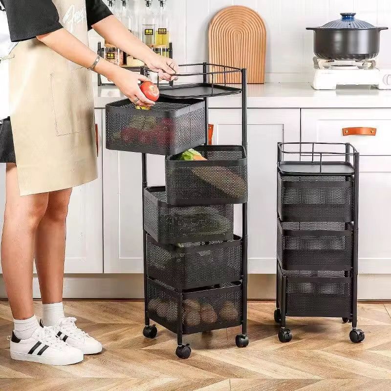 Étagère de Rangement à Roulettes 5 Niveaux – Cuisine/Légumes/Multifonction Electroshopdakar