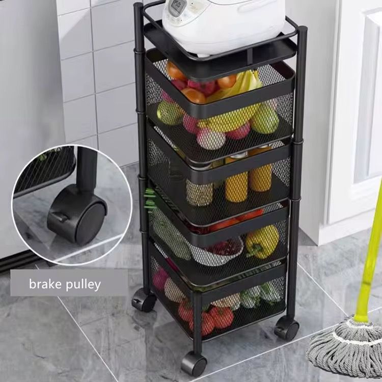 Étagère de Rangement à Roulettes 5 Niveaux – Cuisine/Légumes/Multifonction Electroshopdakar