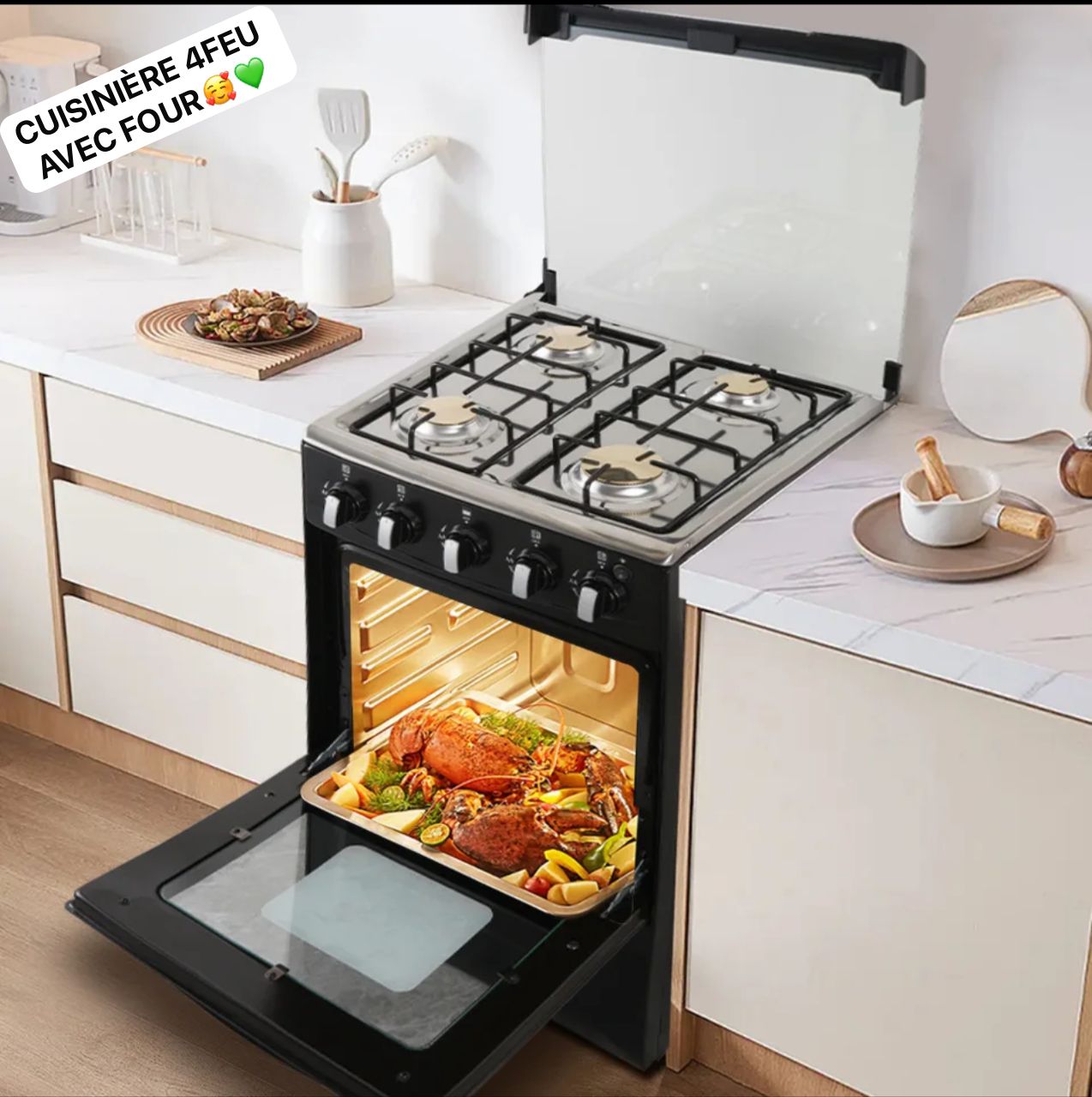 Cuisinière 4 feux avec four - Gaz et électrique Electroshopdakar
