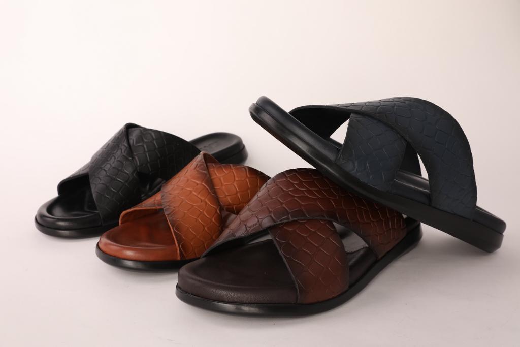 Sandales Homme Croisées Style Cuir Motif Croco Electroshopdakar