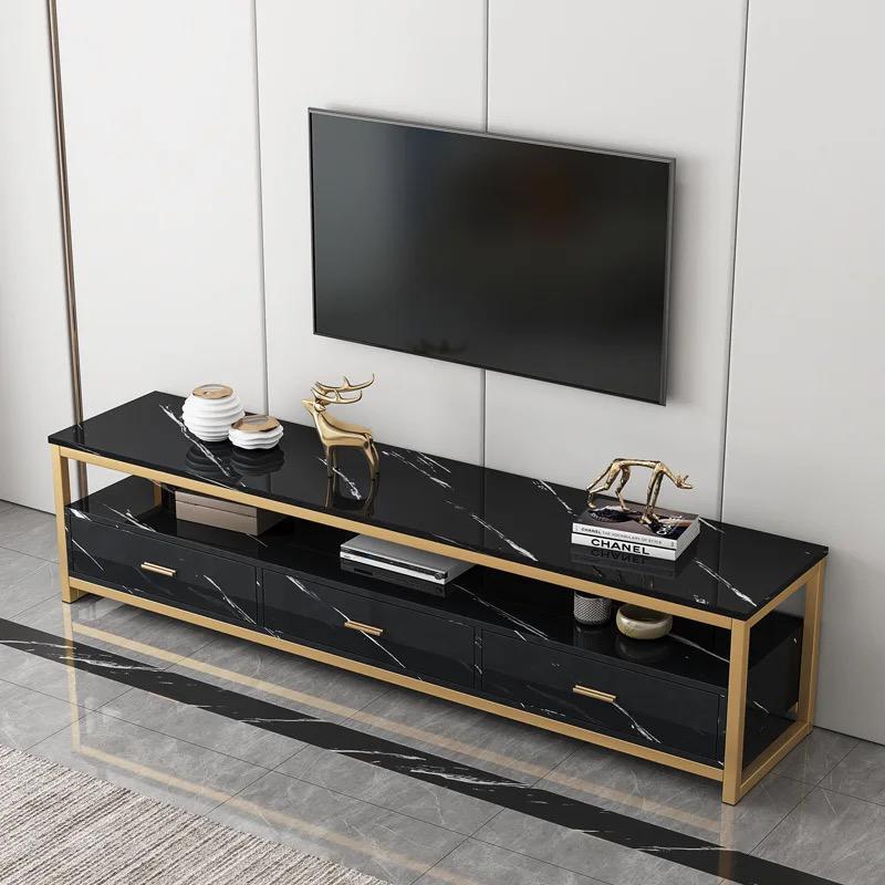 Meuble TV Moderne 1m60 – Effet Marbre Blanc et Cadre Doré Electroshopdakar