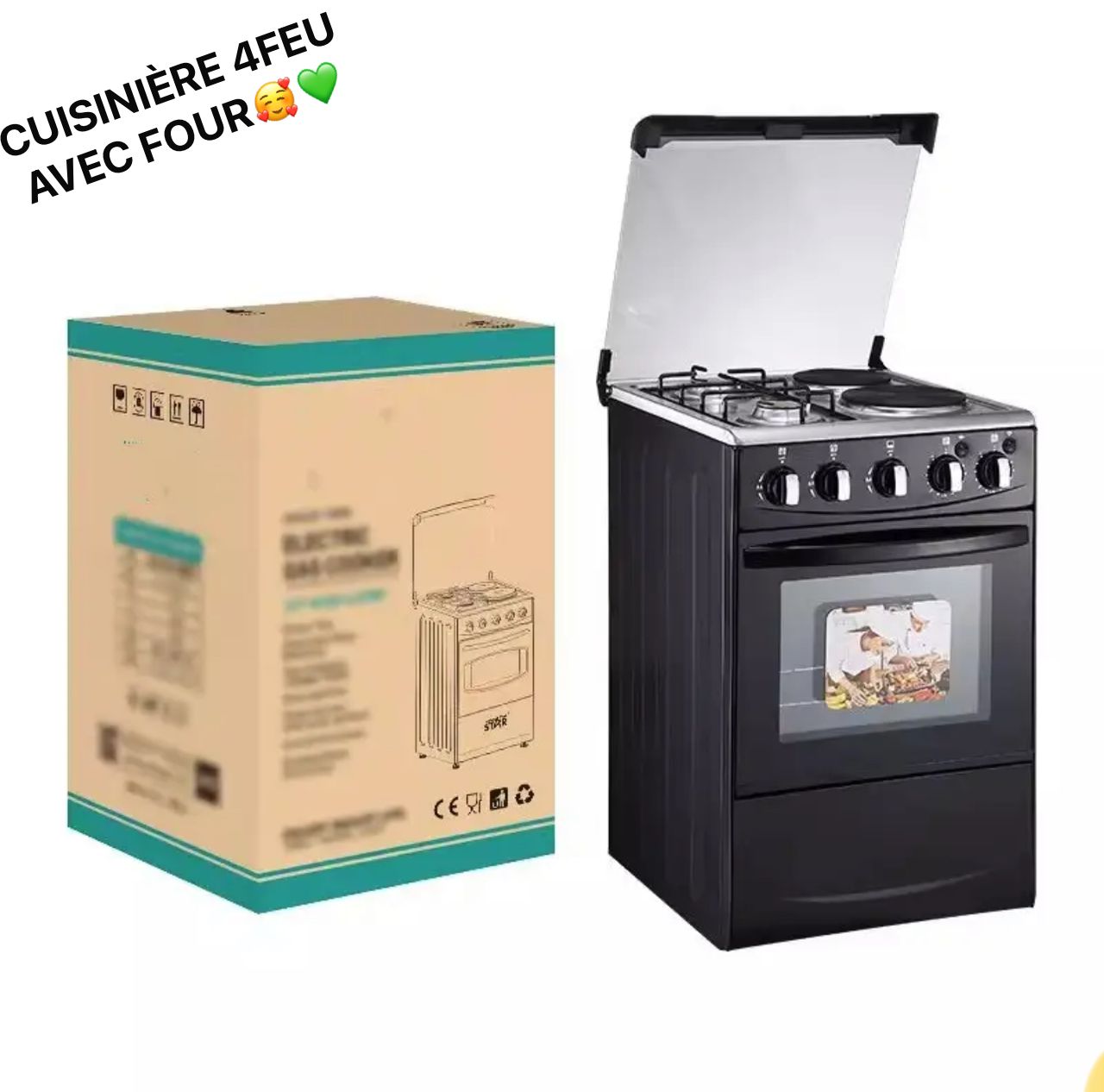 Cuisinière 4 feux avec four - Gaz et électrique Electroshopdakar