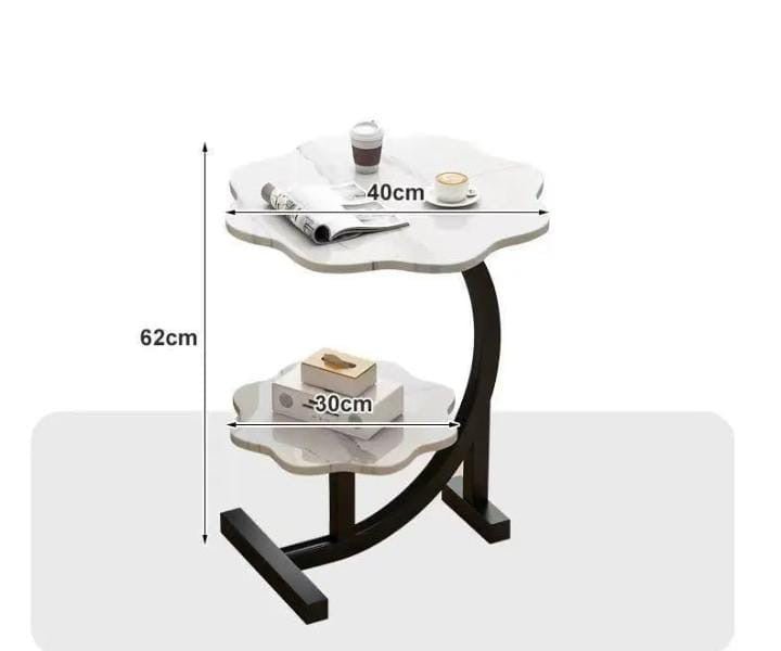 Table d'Appoint Fleur en Marbre avec Étagère – Design Élégant et Fonctionnel Electroshopdakar