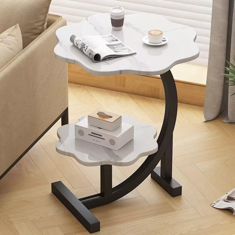Table d'Appoint Fleur en Marbre avec Étagère – Design Élégant et Fonctionnel Electroshopdakar