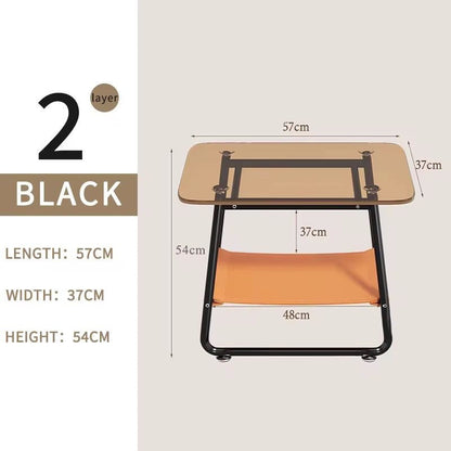 Table d’appoint rectangulaire 2 niveaux en verre fumé – Structure métallique noire Electroshopdakar