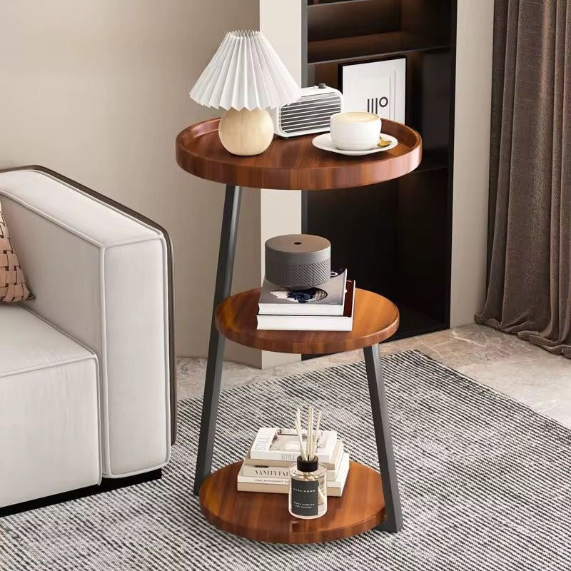 Table d’appoint ronde 3 niveaux – Bois / Effet marbre / Marbre noir, design moderne et élégant Electroshopdakar