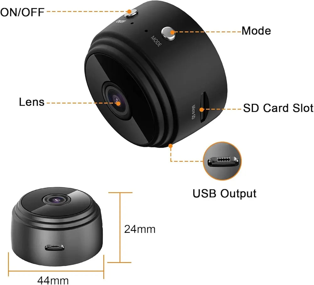 Mini Caméra de Sécurité WiFi HD – Vision Nocturne et Surveillance en Temps Réel Electroshopdakar