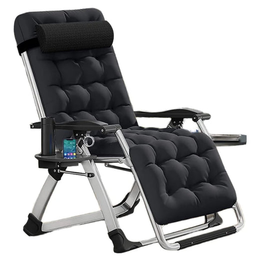 Chaise Longue Pliable Confort avec Coussin & Support Gobelet – Fauteuil Relax Multi-Position Electroshopdakar