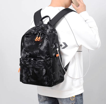 Sac à Dos Camouflage Noir – Grande Capacité avec Port USB Electroshopdakar