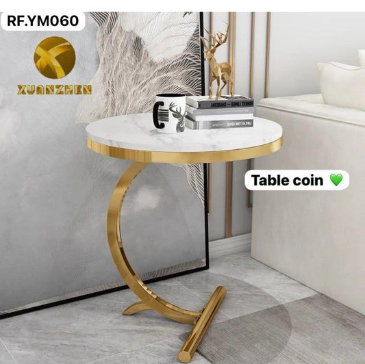 Table d’appoint ronde effet marbre blanc et doré – Design moderne et élégant Electroshopdakar