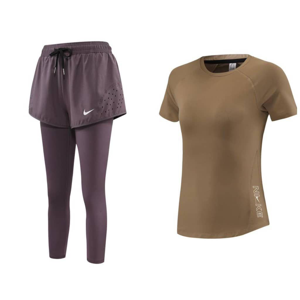Ensemble de Sport Femme 3 Pièces – T-Shirt, Short et Legging – Confort & Fitness Electroshopdakar