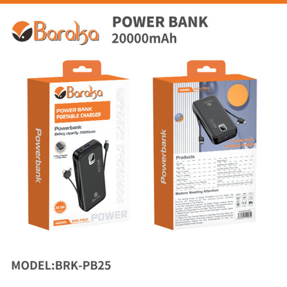 Power Bank 10000mAh Noir - Type-C, USB & Câbles Intégrés Electroshopdakar