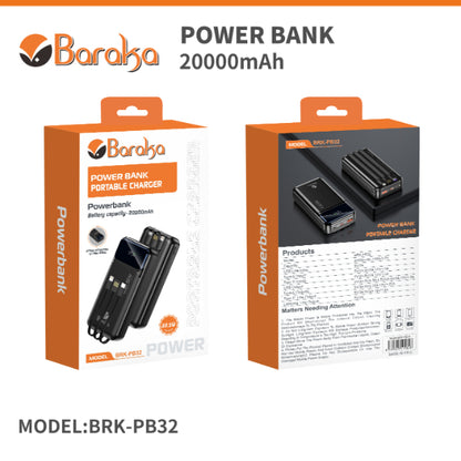 Power Bank Baraka 20000mAh 22.5W Ultra-rapide avec Écran LED - Charge Rapide USB et Type-C Electroshopdakar