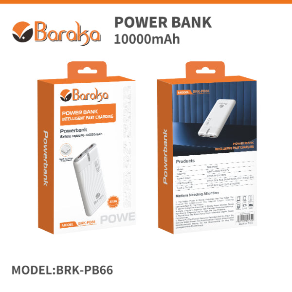 Power Bank Baraka 20000mAh 22.5W Blanc avec Port USB et Type-C - Charge Rapide Electroshopdakar