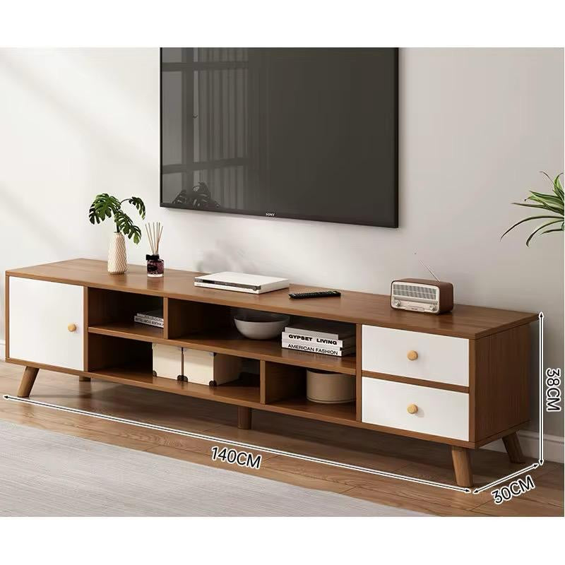 Meuble TV Scandinave 140cm avec Rangements et Tiroirs – Design Moderne Bois & Blanc Electroshopdakar