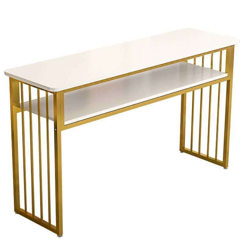 Table Console Moderne G-20 – Plateau Blanc & Structure Métal Doré avec Étagère Electroshopdakar