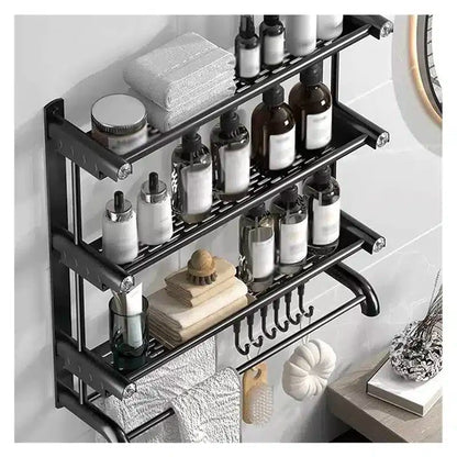 Étagère de salle de bain murale en acier inoxydable avec crochets et barres pour serviettes Electroshopdakar
