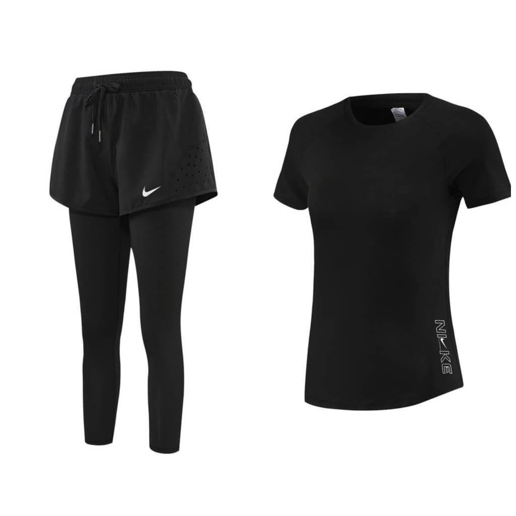 Ensemble de Sport Femme 3 Pièces – T-Shirt, Short et Legging – Confort & Fitness Electroshopdakar