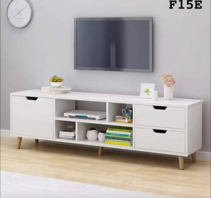 Meuble TV Scandinave 140cm avec Rangements et Tiroirs – Design Moderne Bois & Blanc Electroshopdakar