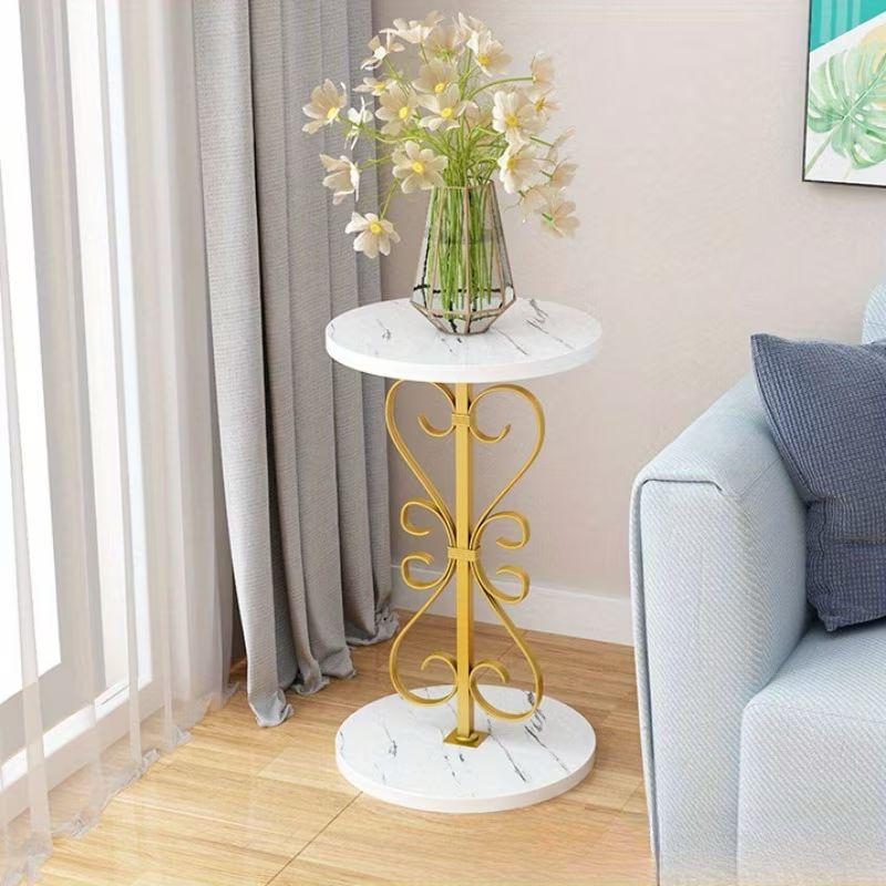 Table d’appoint ronde design marbre blanc & pied doré – Moderne et élégante Electroshopdakar