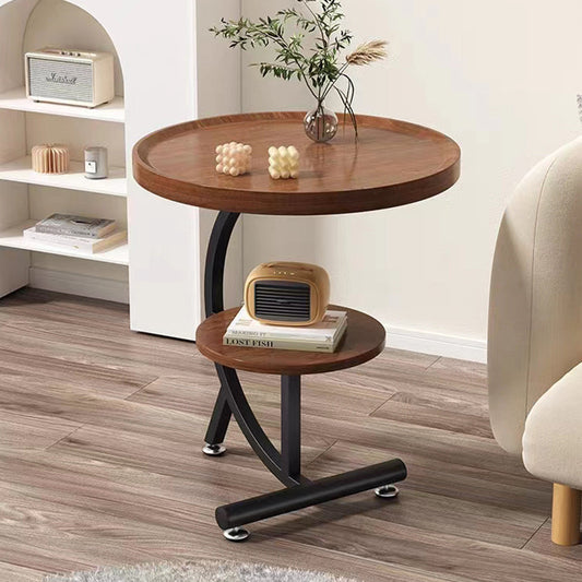 Table d’appoint moderne avec étagère en bois et structure en métal noir - Design contemporain pour salon et chambre Electroshopdakar