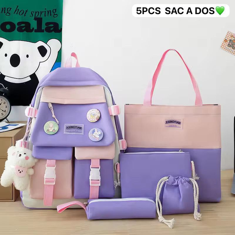 Sac à Dos 5 Pièces pour Femme – Ensemble Scolaire et Voyage 🎒 Electroshopdakar