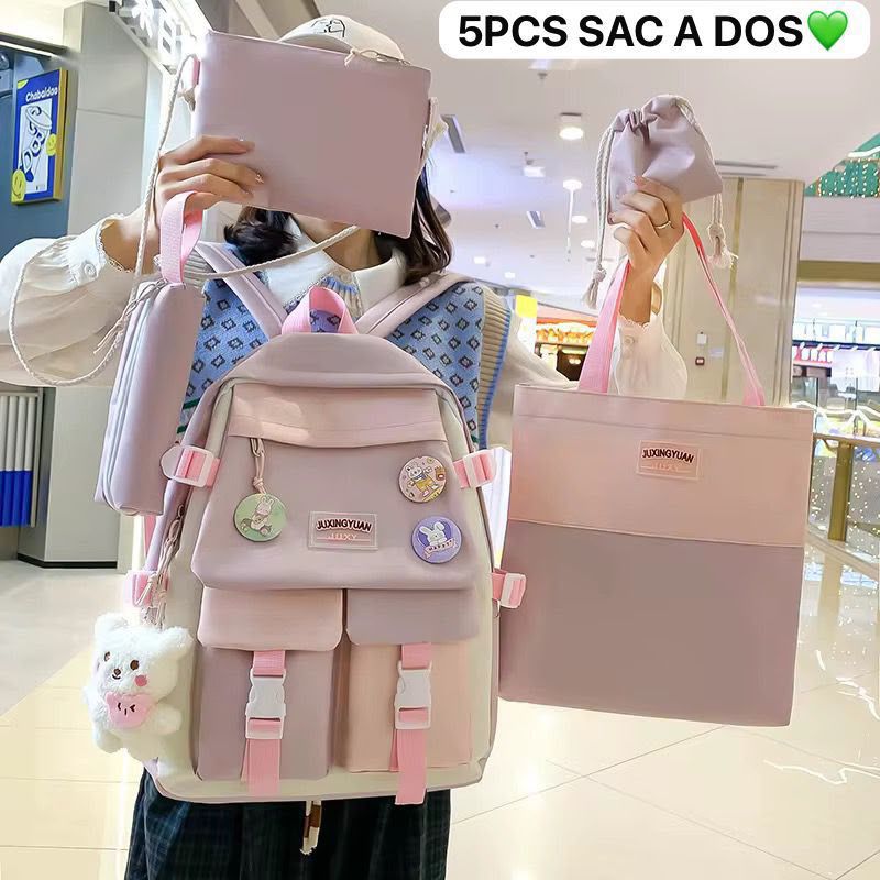 Sac à Dos 5 Pièces pour Femme – Ensemble Scolaire et Voyage 🎒 Electroshopdakar