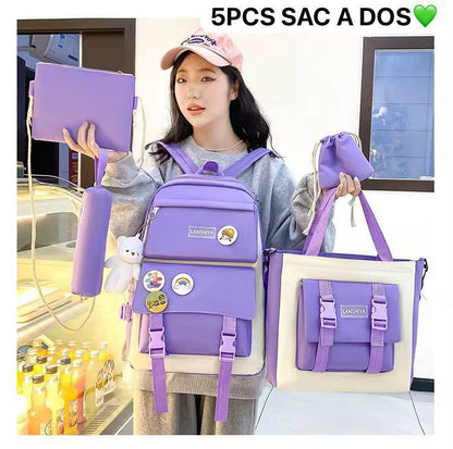 Sac à Dos 5 Pièces pour Femme – Ensemble Scolaire et Voyage 🎒 Electroshopdakar
