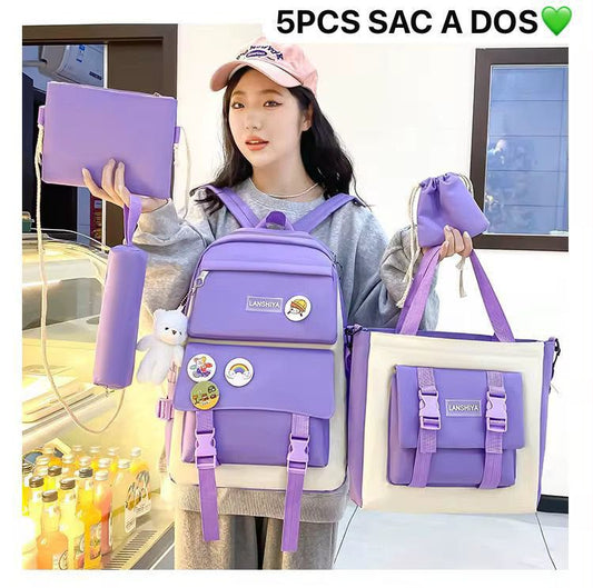 Sac à Dos 5 Pièces pour Femme – Ensemble Scolaire et Voyage 🎒 Electroshopdakar