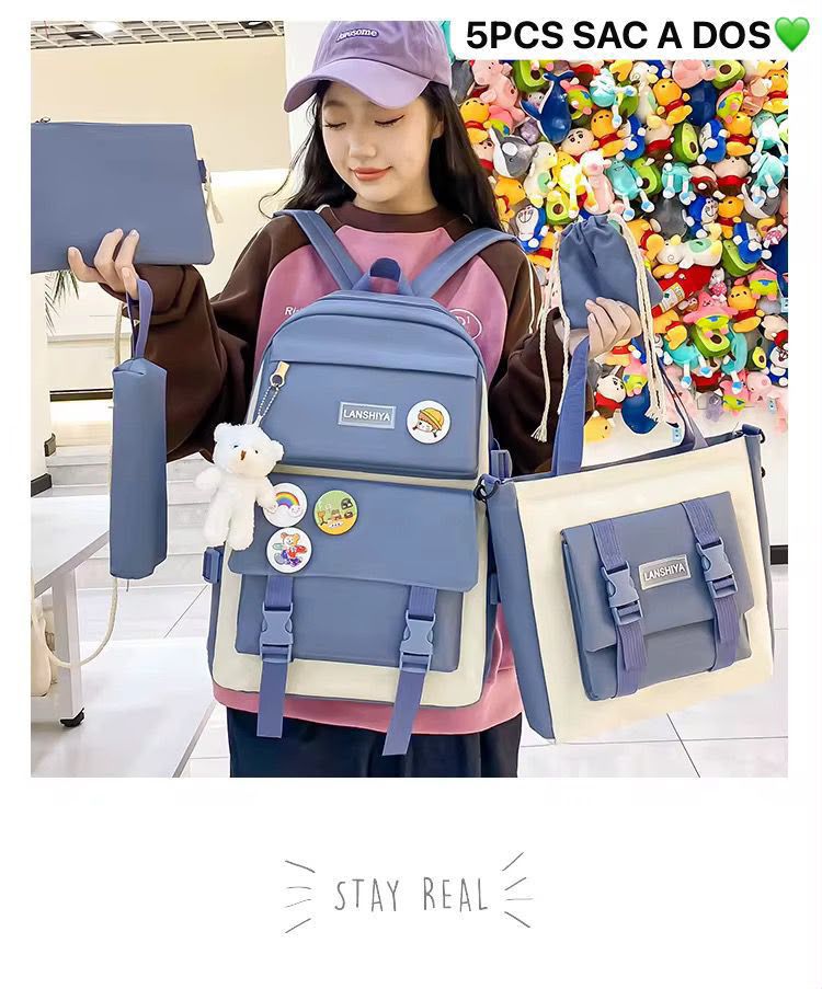 Sac à Dos 5 Pièces pour Femme – Ensemble Scolaire et Voyage 🎒 Electroshopdakar