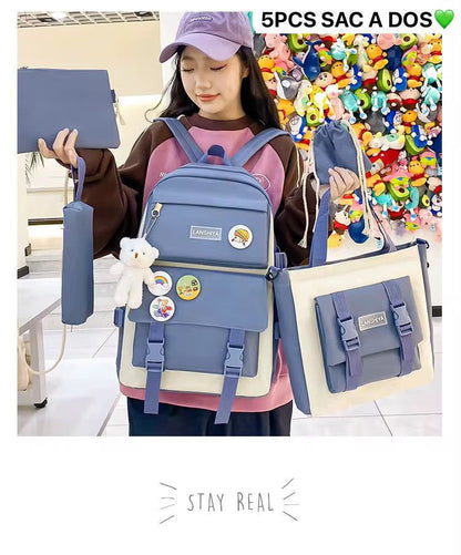 Sac à Dos 5 Pièces pour Femme – Ensemble Scolaire et Voyage 🎒 Electroshopdakar