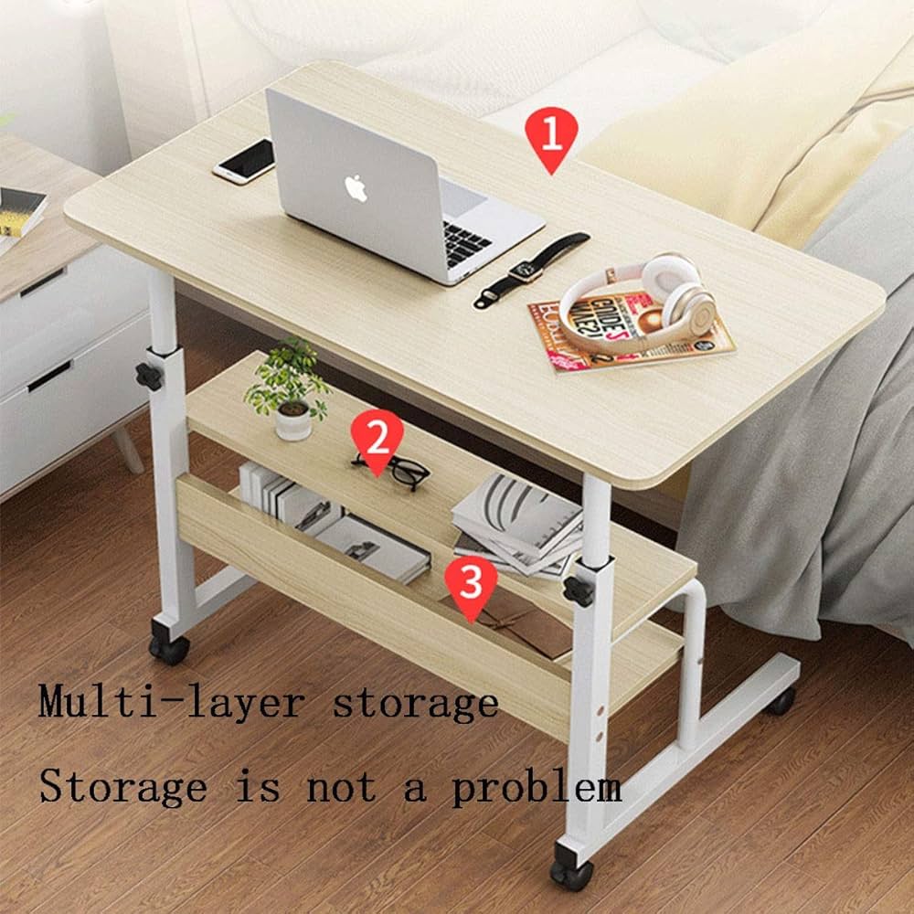 Table de lit réglable sur roulettes, pratique et polyvalente pour ordinateur et rangement Electroshopdakar