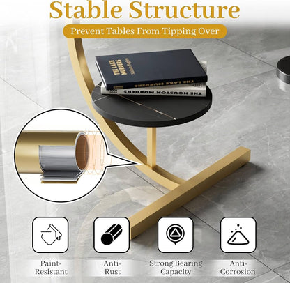Table d’appoint moderne en marbre avec structure dorée élégante Electroshopdakar