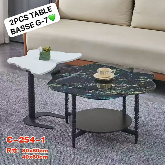 Tables Basses Design Marbre Noir & Blanc – Salon Moderne Electroshopdakar