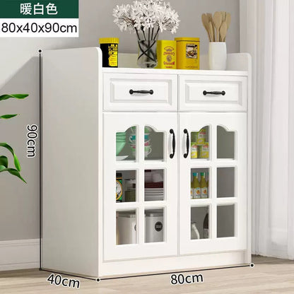 Meuble de rangement cuisine blanc 80x40x90 cm – Buffet compact avec portes vitrées et tiroirs Electroshopdakar
