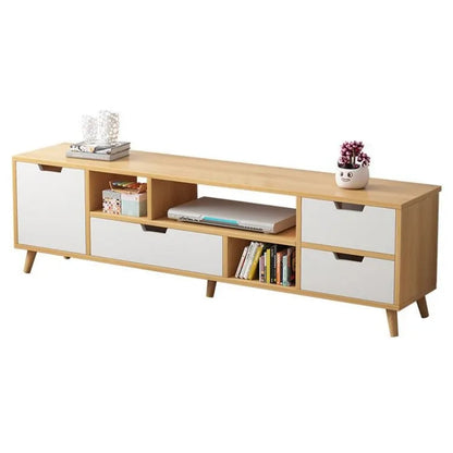 Meuble TV Scandinave 140cm avec Rangements et Tiroirs – Design Moderne Bois & Blanc Electroshopdakar
