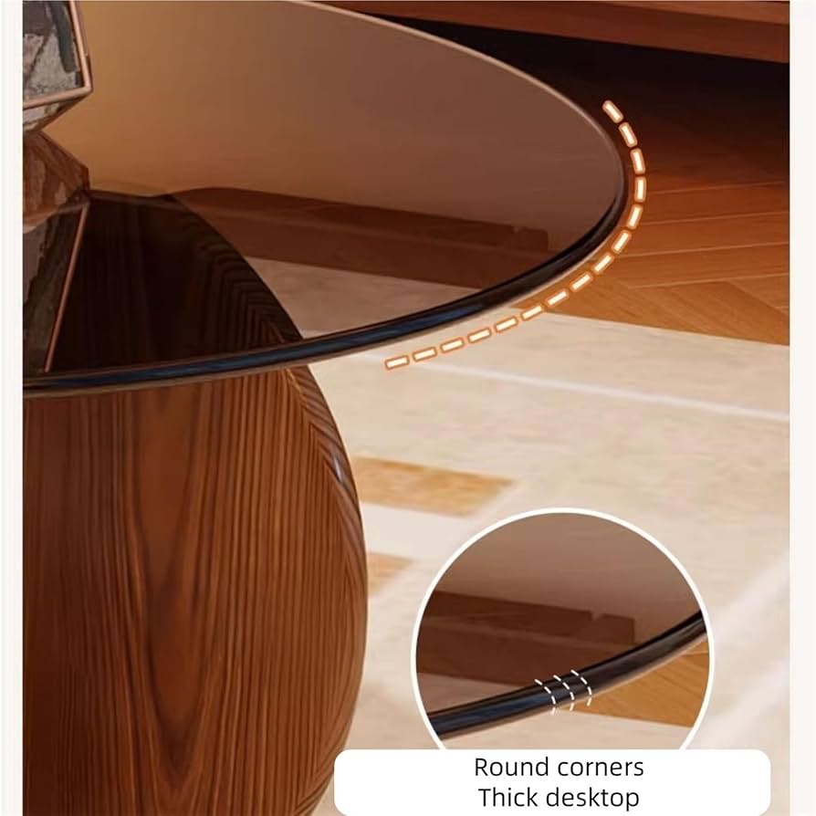 Table basse ronde en bois et verre 50/70/80 cm – Salon élégant Electroshopdakar