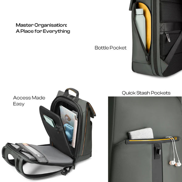Sac à dos ordinateur portable antivol imperméable – Sac à dos business USB gris 15,6″ Electroshopdakar