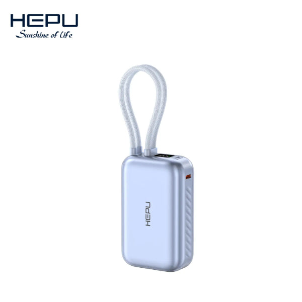 Mini Power Bank HEPU 10000mAh 22.5W PD – Batterie Externe Charge Rapide avec Câbles Intégrés Electroshopdakar