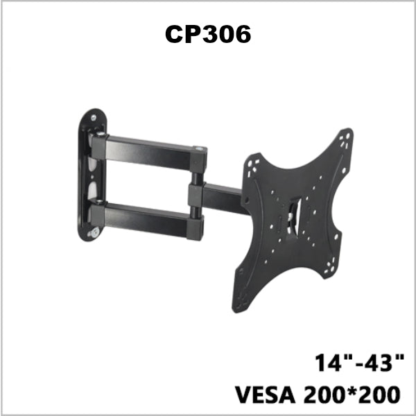 Support TV Mural Orientable CP306 14 à 43 Pouces – Bras Articulé VESA 200×200 Electroshopdakar