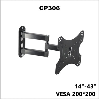 Support TV Mural Orientable CP306 14 à 43 Pouces – Bras Articulé VESA 200×200 Electroshopdakar