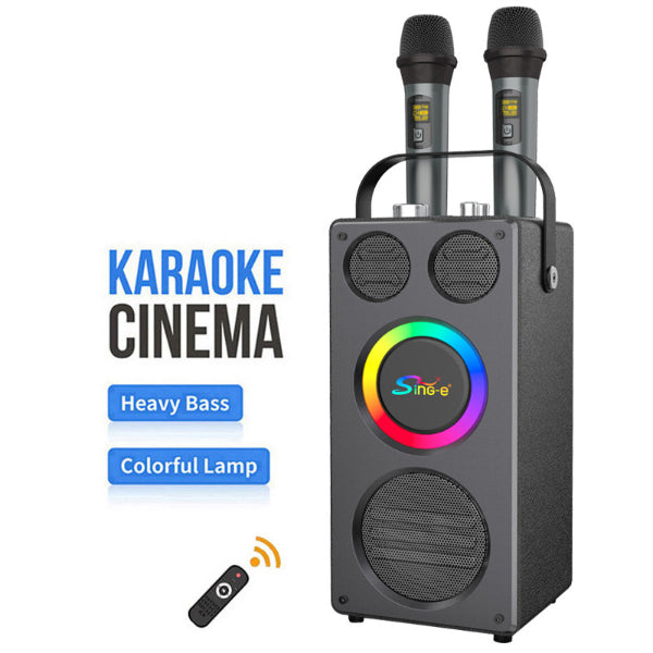 Enceinte Bluetooth Karaoke 60W avec 2 Micros Sans Fil – LED RGB – Bluetooth 5.3 Electroshopdakar